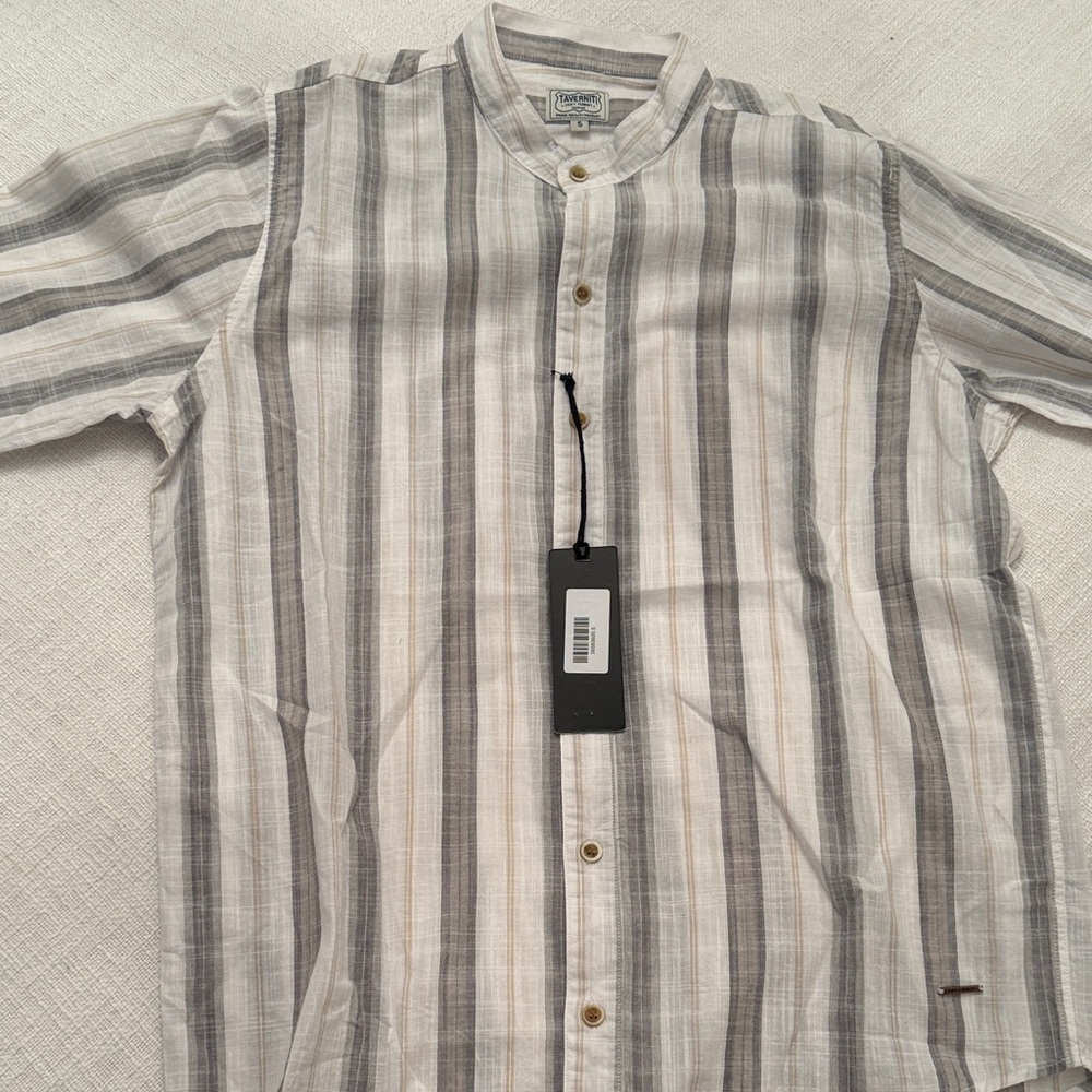 Taverniti So Jeans Gray and White Striped Shirt